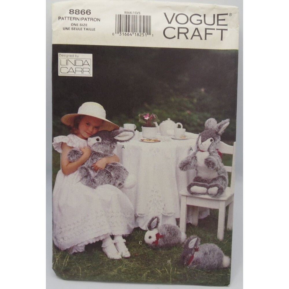 Vogue Craft 8866 Plush Bunnies Stuffed Animals One Size 1993 Vintage